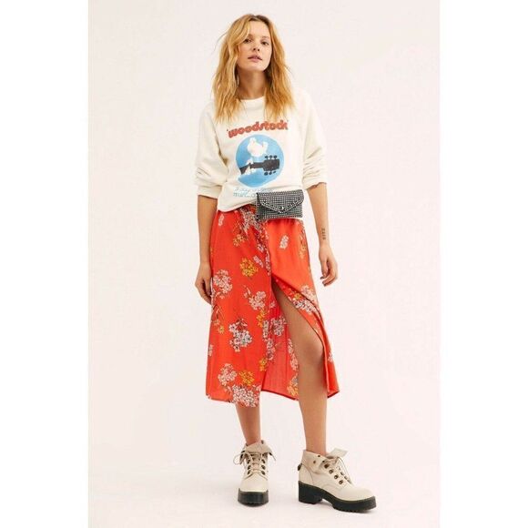 NEW FREE PEOPLE Sz M SCORPIO RISING FLORAL PRINTED SMOCKED MIDI DRESS - Picture 4 of 4